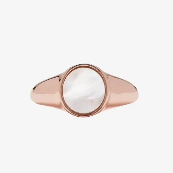 Pura Vida Mother of Pearl Signet Ring - Size 5 - Picture 1 of 3